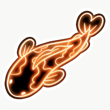 Neon Koi carp fish sticker with white border design element | Free  transparent png - 2356854