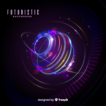 Neon light futuristic hologram background Free Vector