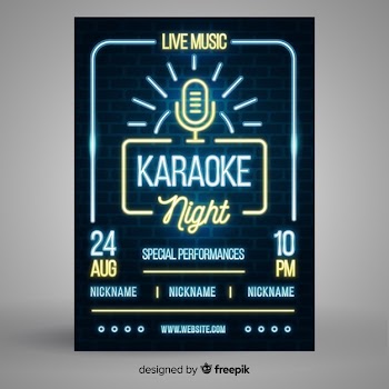 Neon light music poster template Free Vector