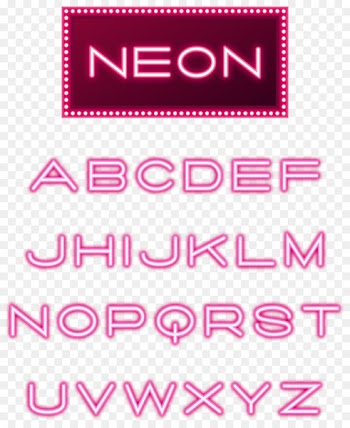 Neon lighting Letter case Font - Neon light effect word 