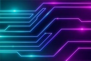 Neon lights circuits futuristic background Free Vector