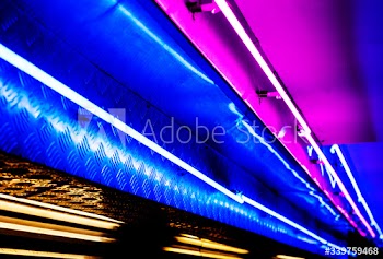 Neon lights on the ceiling