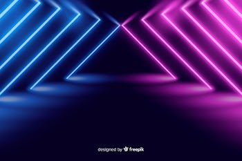 Neon lights stage background Free Vector