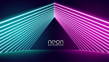 Neon lights stage  in pink and blue lights Free Vector