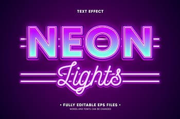 Neon lights text effect Free Vector