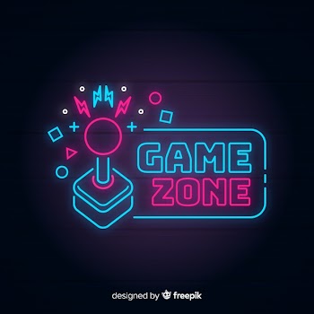 Neon lights vintage gaming logo Free Vector