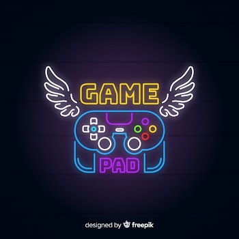 Neon lights vintage gaming logo Free Vector