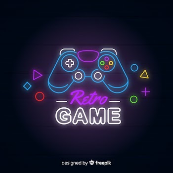 Neon lights vintage gaming logo Free Vector