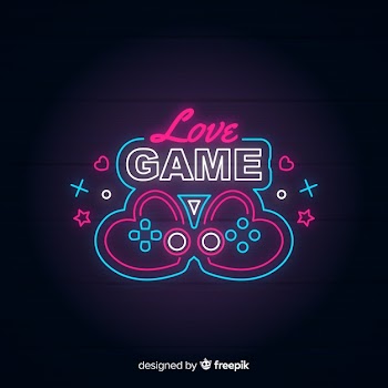 Neon lights vintage gaming logo Free Vector