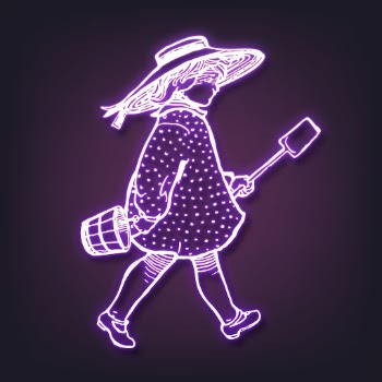 Neon little girl clipart, vintage | Free PSD - rawpixel