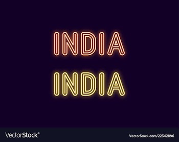Neon name of india country vector image
