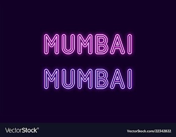 Neon name of mumbai city in india vector image