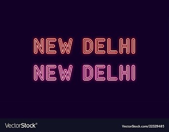 Neon name of new delhi city in india vector image