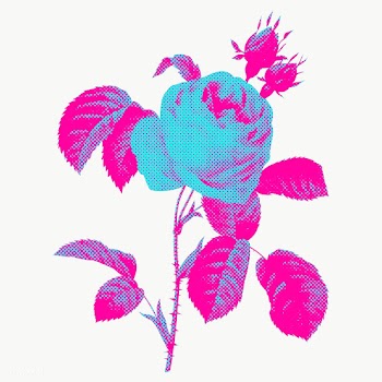 Neon pink rose halftone style design element | Free  transparent png - 2338962