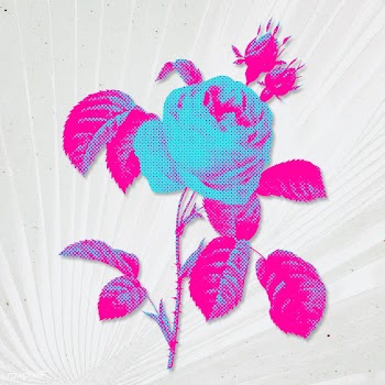 Neon pink rose halftone style design element illustration | Free  illustration - 2338949