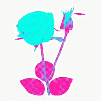 Neon pink rose halftone style design element sticker | Free  transparent png - 2338823