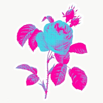 Neon pink rose halftone style design element sticker | Free  transparent png - 2338968