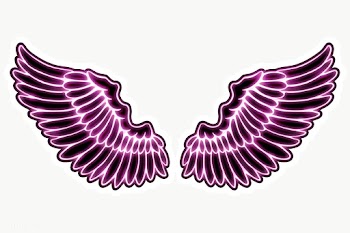 Neon pink wings outline sticker overlay design element  | Free  transparent png - 2354299