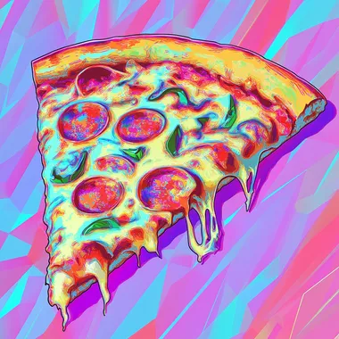Neon Pizza Dreams: A Vaporwave Journey Through Glitchy Geometry Neon Pizza Dreams: A Vaporwave Journey Through Glitchy Geometry