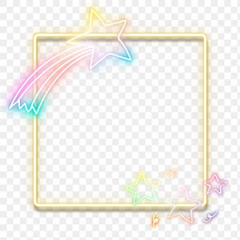 Neon png frame rainbow star back to school doodle