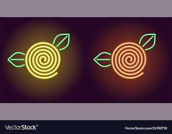 Neon rose flower in yellow and orange color vector image