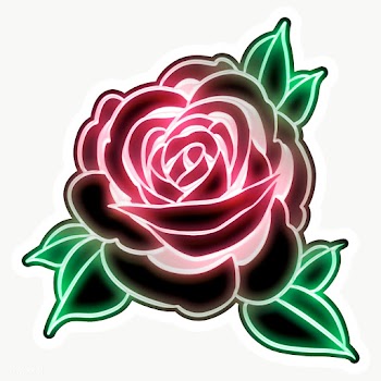 Neon rose sticker overlay with a white border design element  | Free  transparent png - 2354303