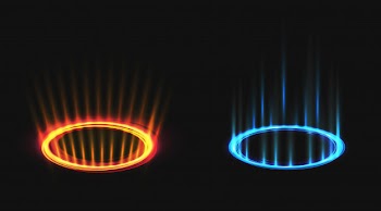Neon round glow rays set Free Vector