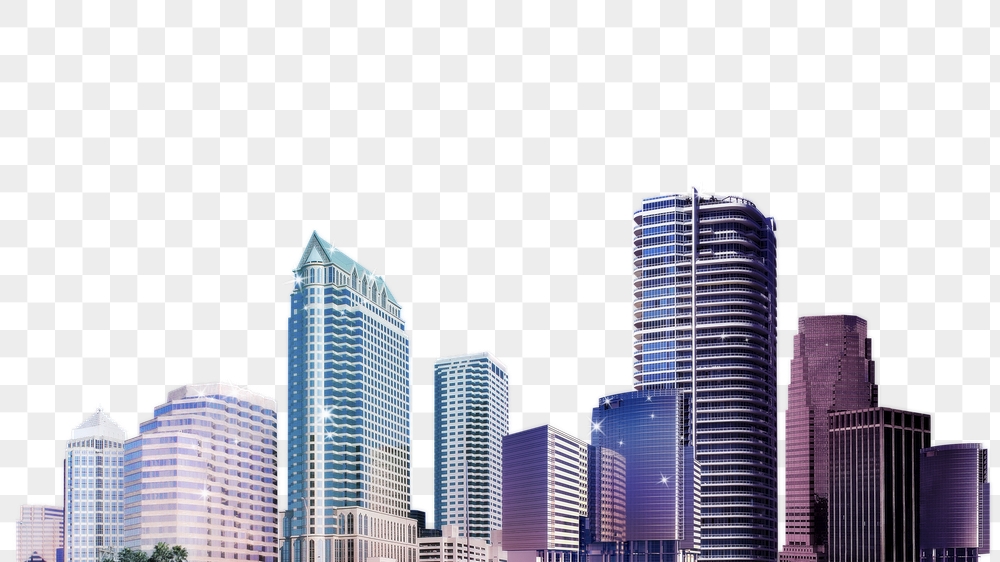 Neon skyscrapers png sticker, city | Free PNG - rawpixel