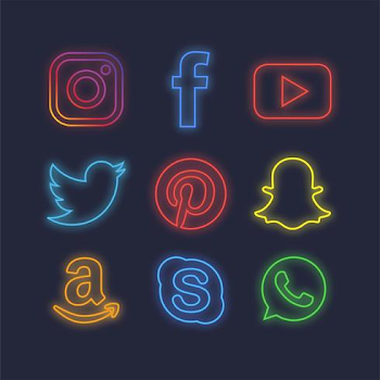 Neon Social Media Icons - Download Free Vector Art, Stock Graphics ...