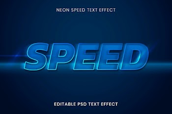 Neon text effect psd template, speed high… | Free stock illustration | High Resolution graphic