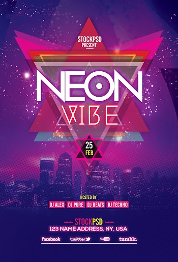 Neon Vibe – Download Free PSD Flyer Template