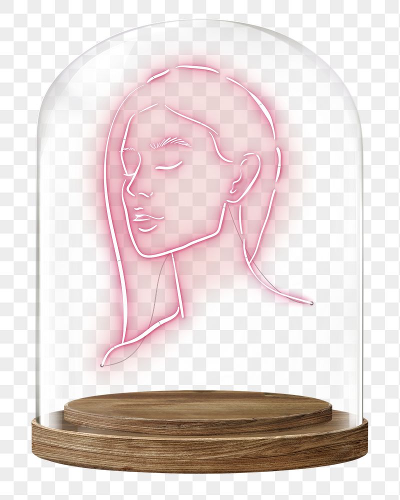 Neon woman portrait png glass | Free PNG - rawpixel