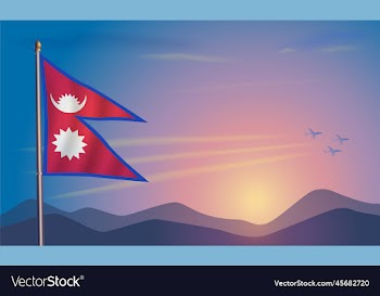 nepal flag in the morning sun