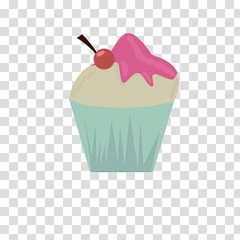 Nes, white and pink dessert with cherry fruit on top illustration transparent background PNG clipart