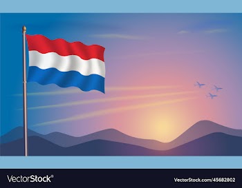 netherlands flag in the morning sun