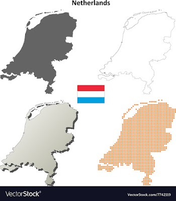 Netherlands outline map set vector image