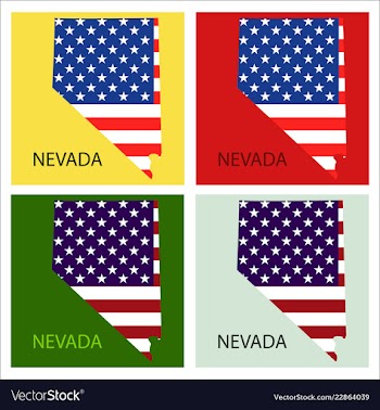 Nevada state of america with map flag print on vector image