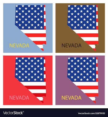 Nevada state of america with map flag print on vector image