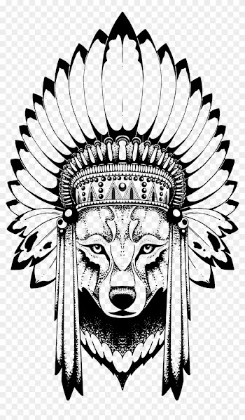 Nevermore-ink 186 11 Wolf By Quidames - Wolf With Indian Headdress