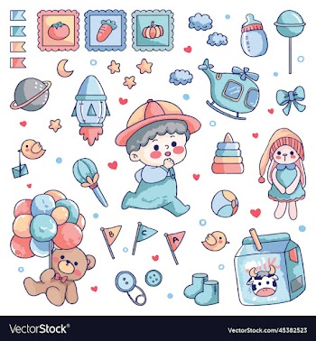 new birth little boy baby set collection hand draw