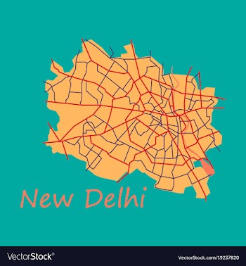 New delhi map flat style design vector image