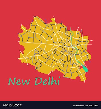 New delhi map flat style design vector image