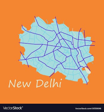 New delhi map flat style design vector image