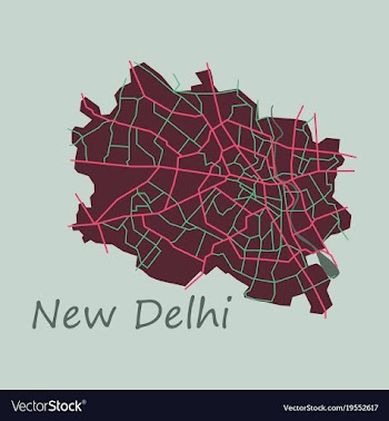 New delhi map flat style design vector image