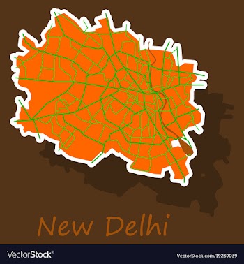 New delhi map sticker style design vector image