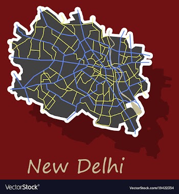 New delhi map sticker style design vector image