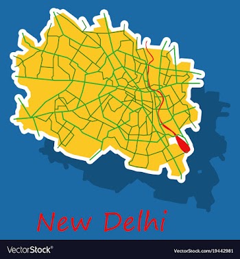 New delhi map sticker style design vector image