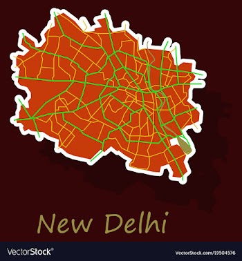New delhi map sticker style design vector image