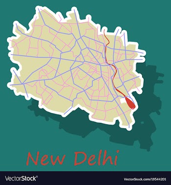 New delhi map sticker style design vector image