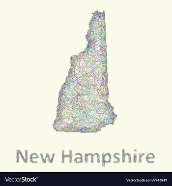 New Hampshire line art map vector image